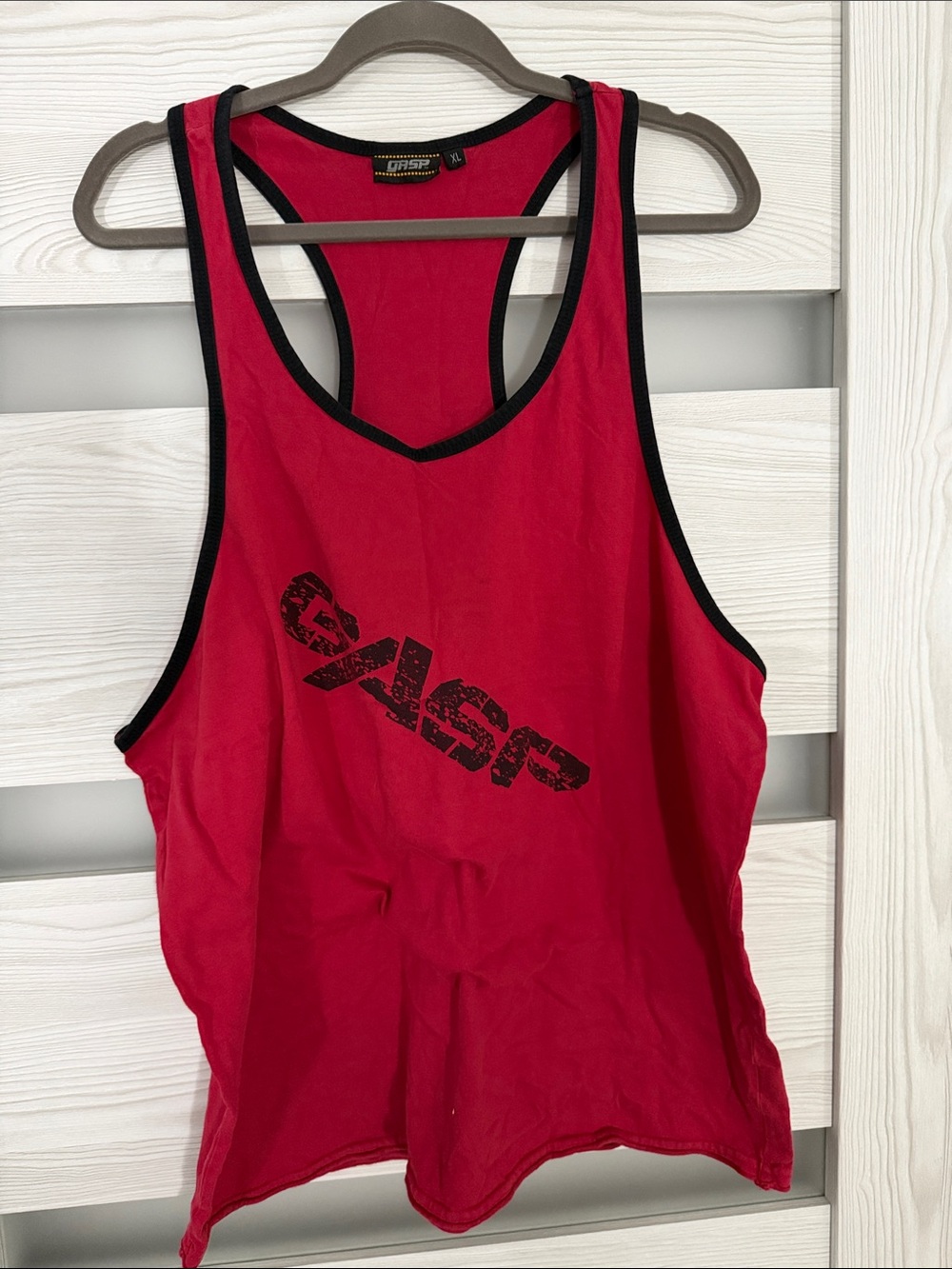 GASP Red Racerback Tank Top with Black Trim